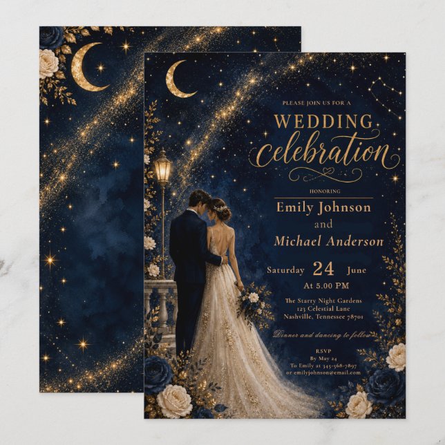 Invitación de Boda Celestial (Anverso / Reverso)