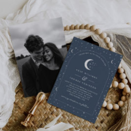 Invitación de boda celestial arqueada de la Marina