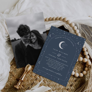 Invitación de boda celestial arqueada de la Marina