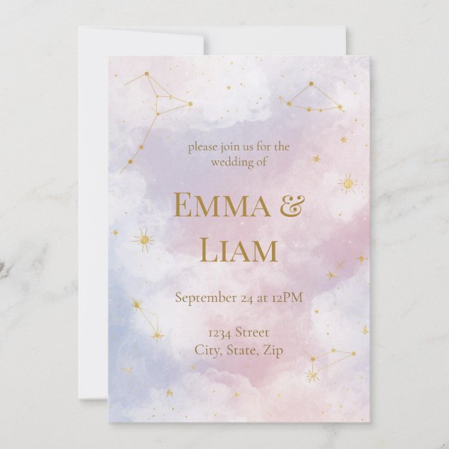 Invitación de Boda Celestial | Constelaciones (Anverso)