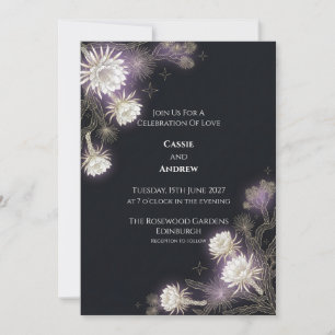 Invitación de boda celestial de cardo de medianoch