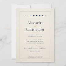 Invitación de boda celestial de marfil minimalista