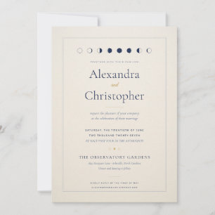 Invitación de boda celestial de marfil minimalista