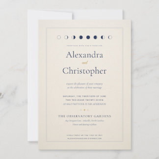 Invitación de boda celestial de marfil minimalista