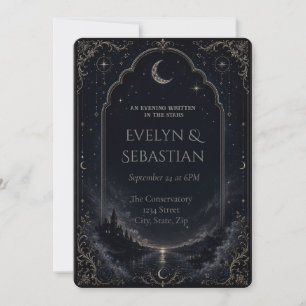 Invitación de boda celestial gótica