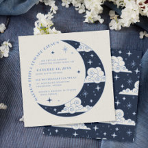 Invitación de Boda Celestial Luna y Estrellas