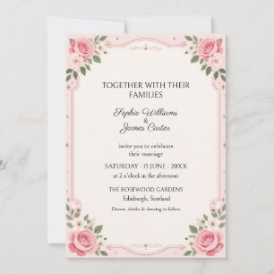 Invitación de Boda Celestial Rosa Rosada