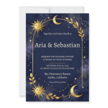 Invitación de Boda Celestial Sol Luna Estrellas Az