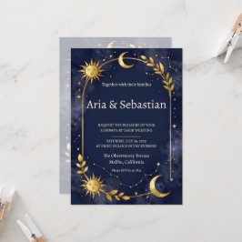 Invitación de Boda Celestial Sol Luna Estrellas Az