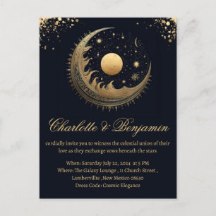 Invitación de boda celestial vintage rústica