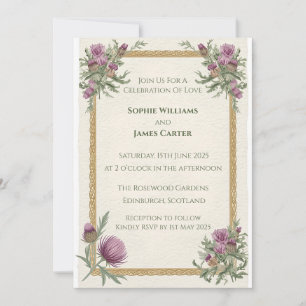 Invitación de boda celta de cardo escocés