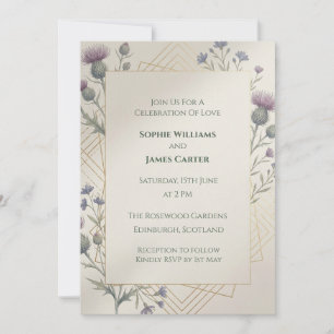 Invitación de boda celta de tartán oscuro