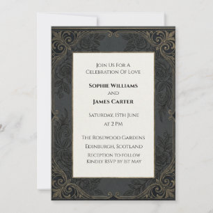 Invitación de boda celta folk azul verdoso