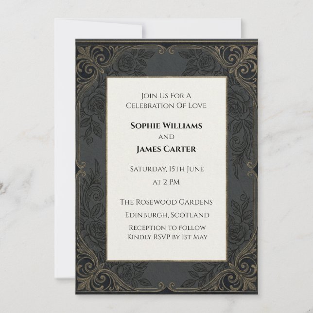 Invitación de boda celta folk azul verdoso (Anverso)