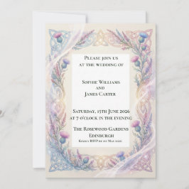 Invitación de boda celta Lavanda Thistle