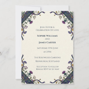 Invitación de boda celta Thistle púrpura