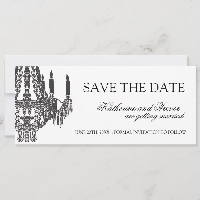 Invitación de boda Chandelier Save the Date (Anverso)