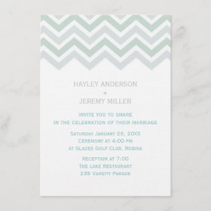 Invitación de boda Chevron azul y verde