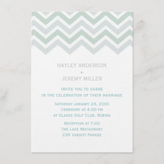 Invitación de boda Chevron azul y verde