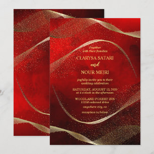 Invitación de boda chic con brillo de oro rosa