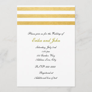 Invitación de boda chic con rayas de papel de alum