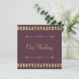 Invitación de boda chic dorada