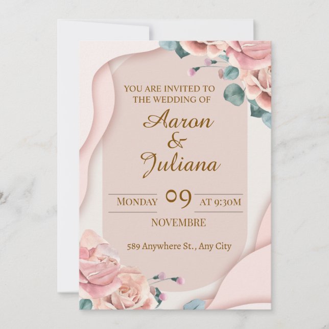 Invitación de boda chic moderna simple (Anverso)