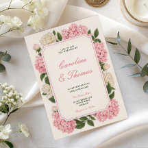 invitación de boda chic rosa suave flor blush