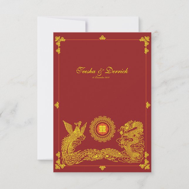 Invitación de boda china clásica dragón fénix 2 (Anverso)