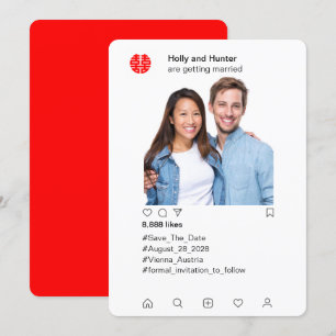 Invitación de boda china estilo Instagram para gua