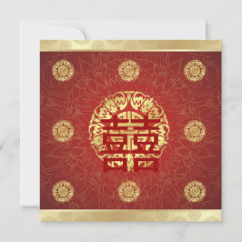 Invitación de boda china Felicidad Doble Roja