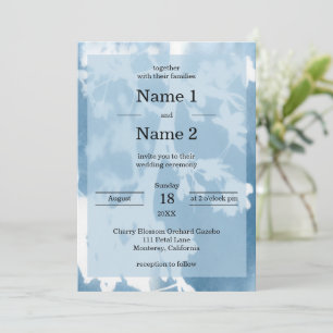 Invitación de boda cianotipo de flor de cerezo ele