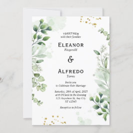 Invitación de boda círculo de vegetación moderna