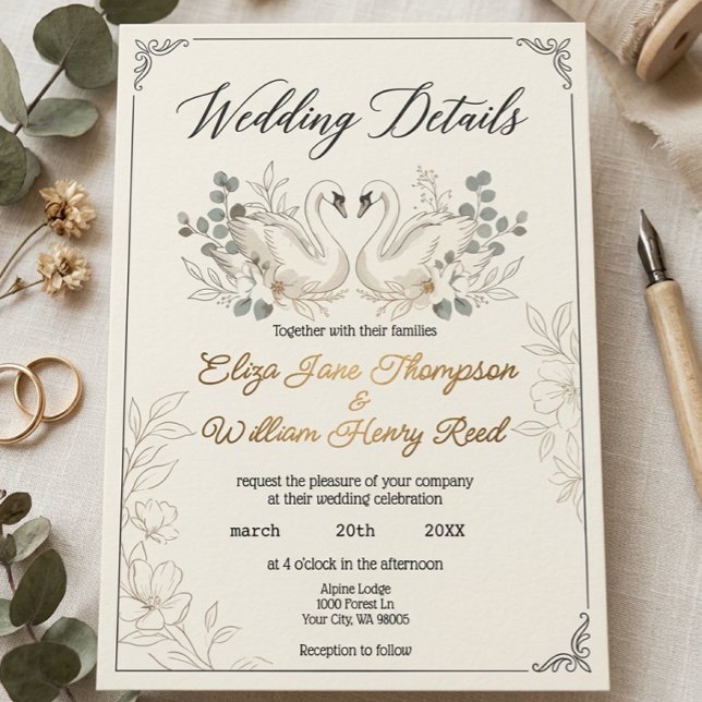 Invitación de Boda Cisne Azul (Subido por el creador)