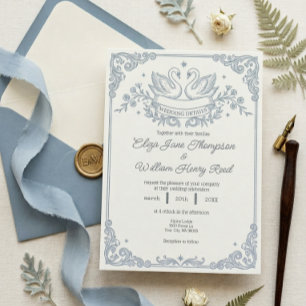 Invitación de Boda Cisne Azul