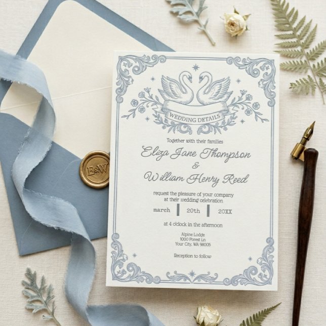 Invitación de Boda Cisne Azul (Subido por el creador)