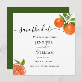 Invitación de boda cítrico Naranja de acuarela