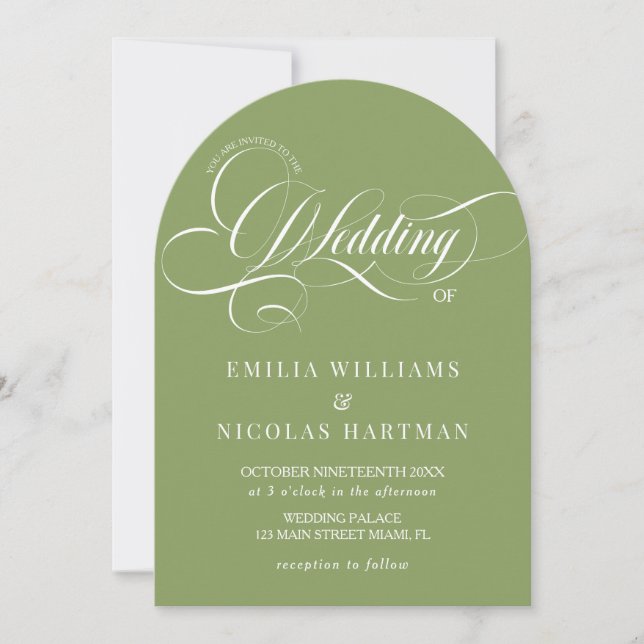 Invitación de boda Citrus Green All In One (Anverso)