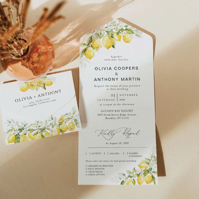 Invitación de boda Citrus Lemon todo en uno (Subido por el creador)