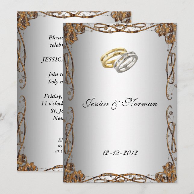 Invitación de boda clásica Art Deco (Anverso / Reverso)