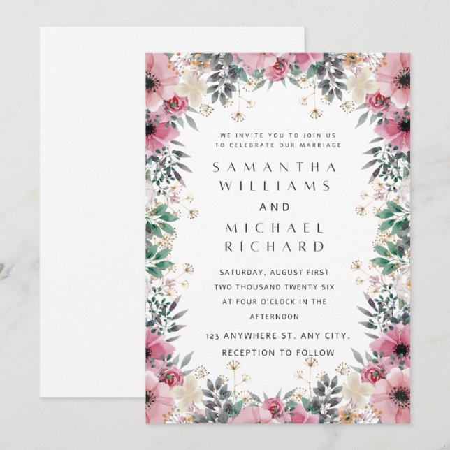 Invitación de Boda Clásica – Atemporal y Sofistica (Anverso / Reverso)