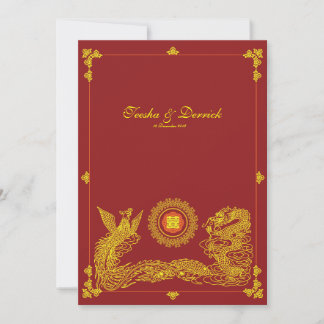 Invitación de boda clásica china dragón fénix2