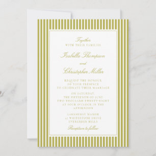 Invitación de boda clásica Citrus Green Stripe