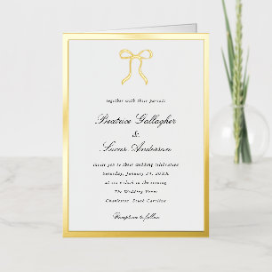 Invitación de boda clásica con lazo simple