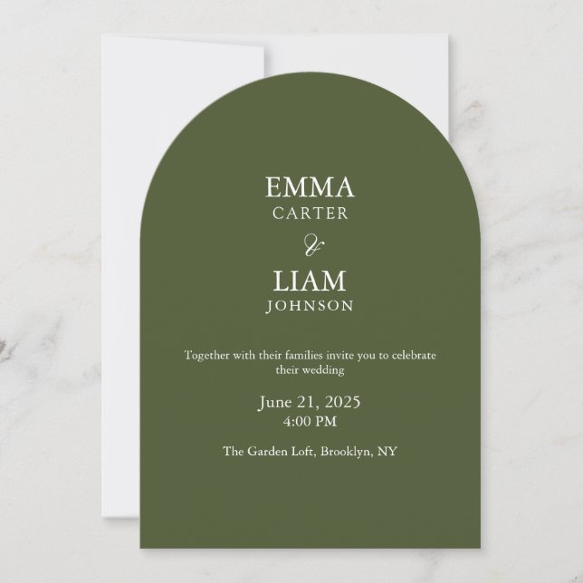 Invitación de boda clásica con letra moderna elega (Anverso)
