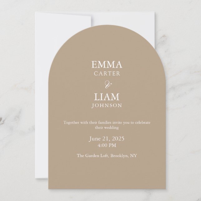 Invitación de boda clásica con letra moderna elega (Anverso)