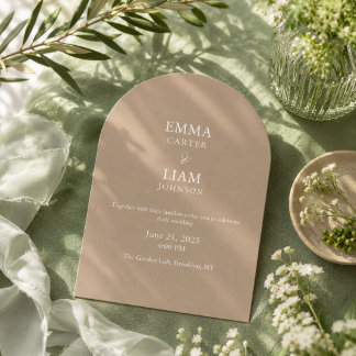 Invitación de boda clásica con letra moderna elega