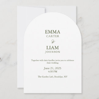 Invitación de boda clásica con letra moderna elega