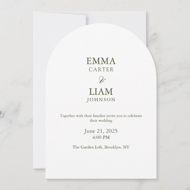 Invitación de boda clásica con letra moderna elega (Anverso)