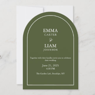 Invitación de boda clásica con letra moderna elega